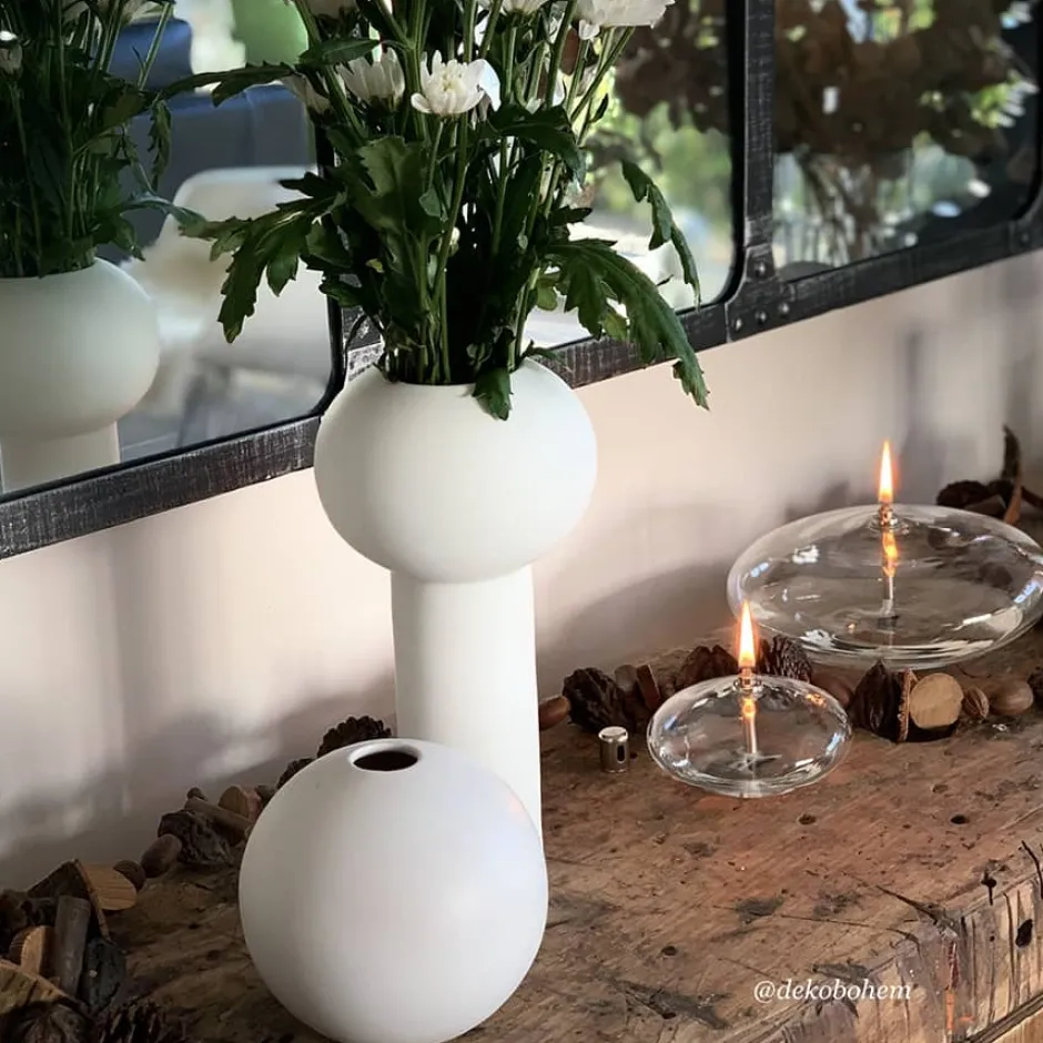 Lampe huile galet verre pm Photophores, Bougeoirs Cristal|Coupes, Coupelles Et Photophores