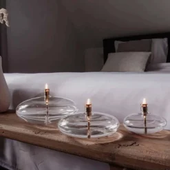 Lampe huile galet verre pm Photophores, Bougeoirs Cristal|Coupes, Coupelles Et Photophores