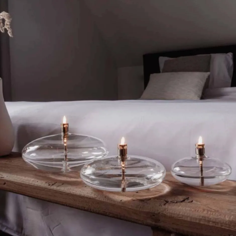 Lampe huile galet verre pm Photophores, Bougeoirs Cristal|Coupes, Coupelles Et Photophores