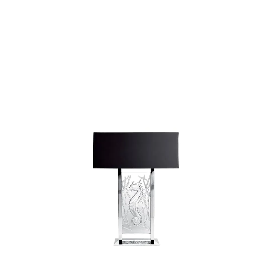 New Lampe Poséidon cristal Lalique abat-jour blanc Lampes Cristal|Luminaires