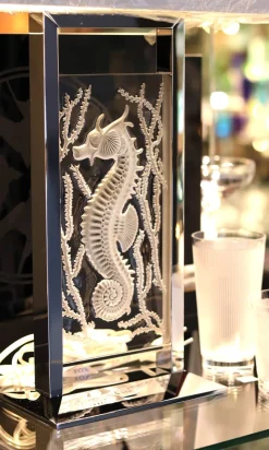 New Lampe Poséidon cristal Lalique abat-jour blanc Lampes Cristal|Luminaires