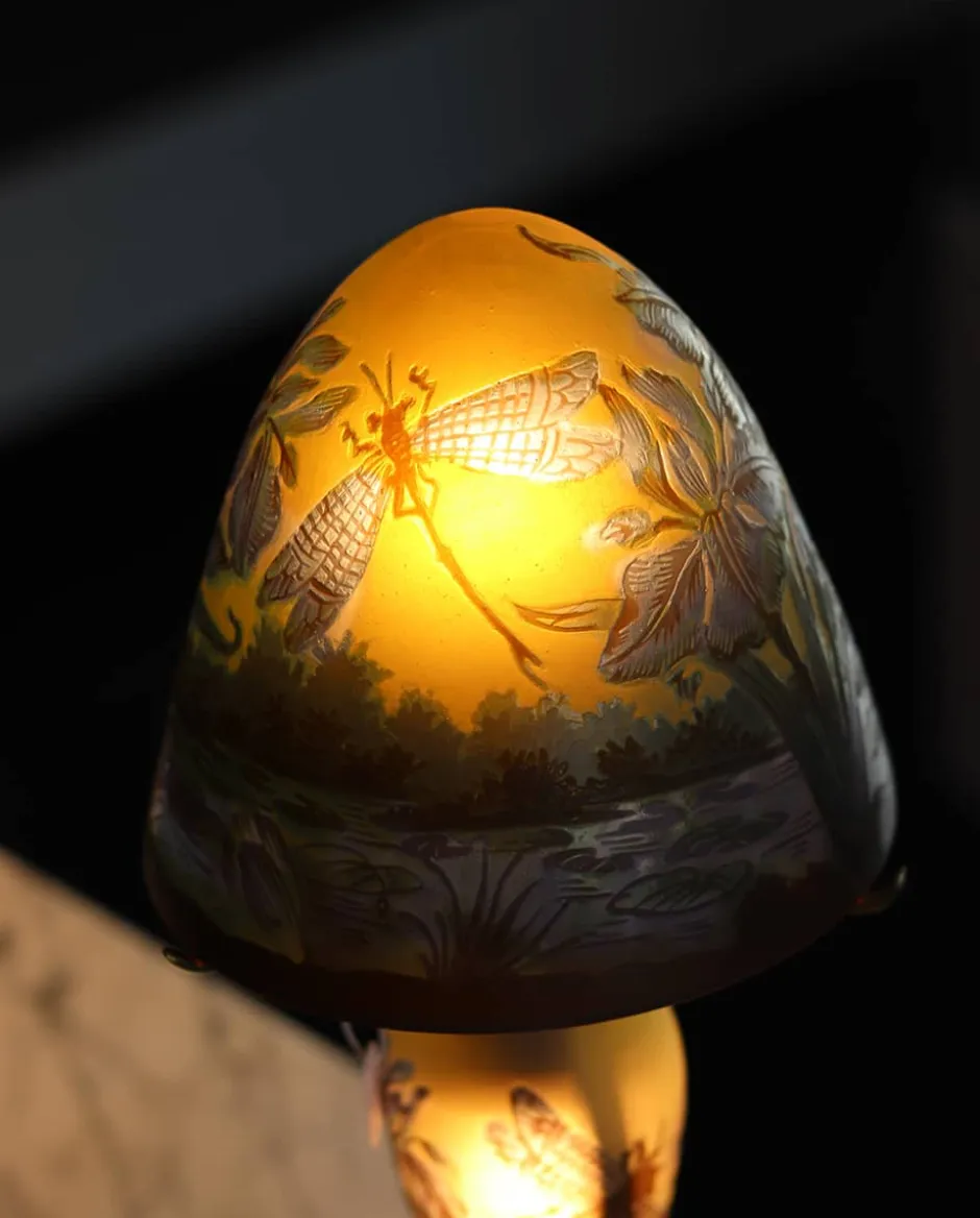 Online Lampe pâte de verre | tip gallé décor lacustre Luminaires|Lampes Pâte De Verre