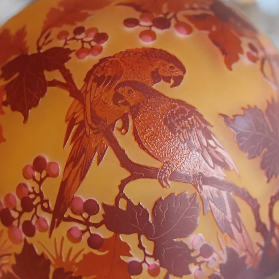 Sale Lampe pâte de verre perroquets tip gallé Luminaires|Lampes Pâte De Verre