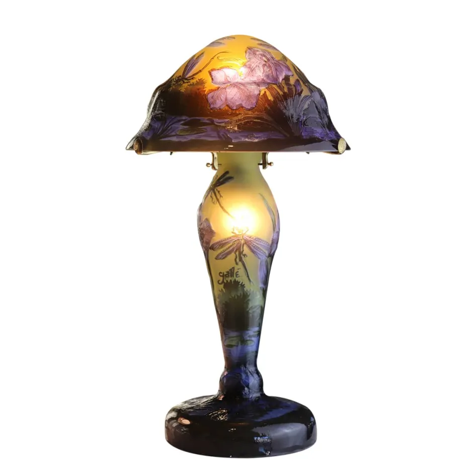 Clearance Lampe pâte de verre Tip Gallé décor libellule Luminaires|Lampes Pâte De Verre