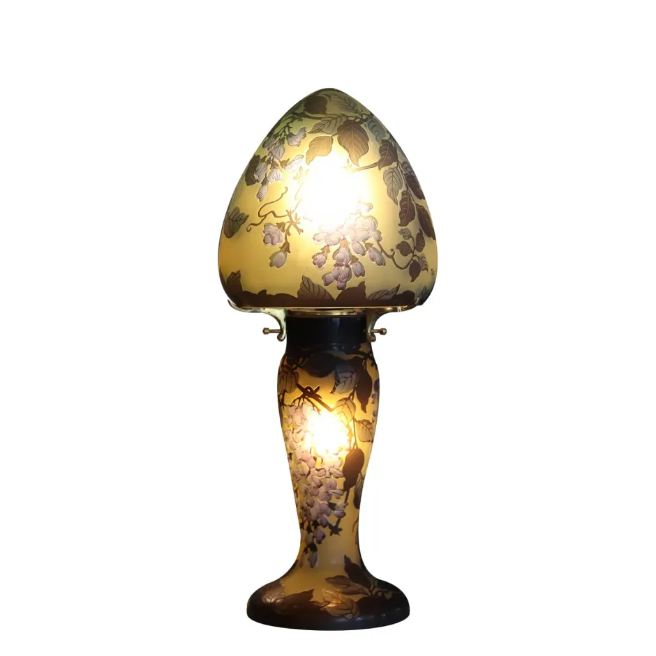 Hot Lampe pâte de verre Tip Gallé décor glycine Lampes Pâte De Verre|Lampes Cristal