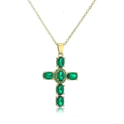 Best Pendentif croix Émeraude Colliers Cristal|Colliers