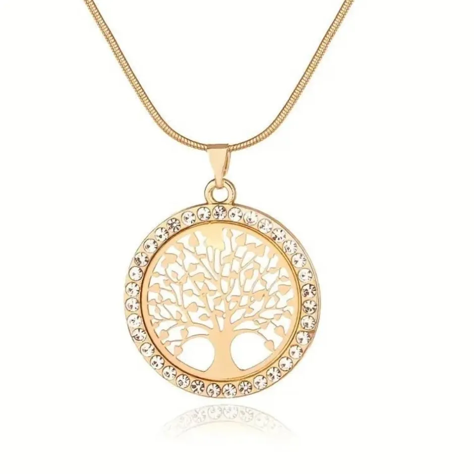 Outlet Pendentif rond arbre de vie incolore Pendentifs Cristal|Pendentifs