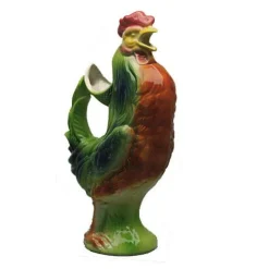 New Pichet coq faïence barbotine Lunéville