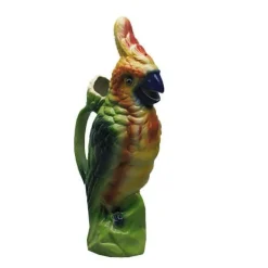 New Pichet perroquet faïence barbotine Lunéville