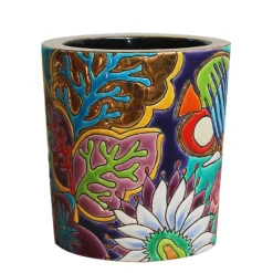 Discount Pot à bougie aqua tropicale Émaux de Longwy Coupes & Photophores|Photophores, Bougeoirs Cristal