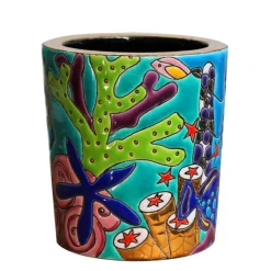 Discount Pot à bougie aqua tropicale Émaux de Longwy Coupes & Photophores|Photophores, Bougeoirs Cristal