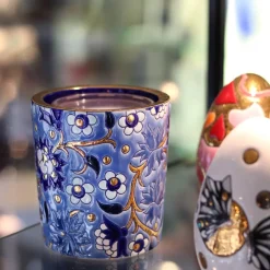 New Pot à bougie bleu Héritage Émaux de Longwy Coupes & Photophores|Photophores, Bougeoirs Cristal