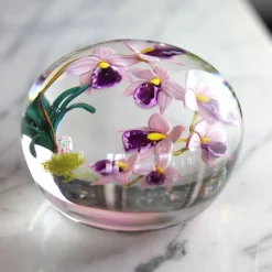 Clearance Presse-papier cristal orchidée Mickael Hingant Décoration|Sulfures, Presse-Papiers Cristal