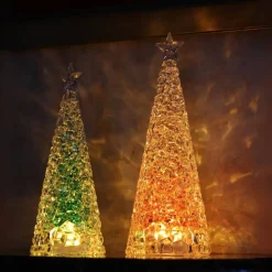 Sapin lumineux acrylique rouge et or Sulfures, Presse-Papiers Cristal|Décoration