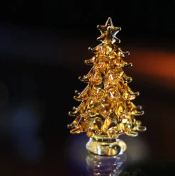 Best Sapin lustré or miniature verre au chalumeau Décoration|Figurines Miniature Cristal