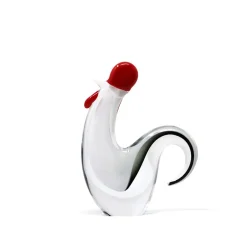Outlet Sculpture coq cristal blanc noir Bestiaire|Animaux Cristal