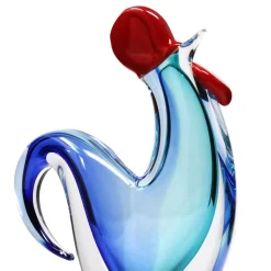 Clearance Sculpture coq cristal bleu Animaux Cristal|Bestiaire