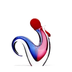 Online Sculpture coq cristal rouge bleu Animaux Cristal|Bestiaire