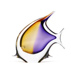 Outlet Sculpture poisson cristal jaune violet Animaux Cristal