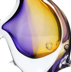 Outlet Sculpture poisson cristal jaune violet Animaux Cristal