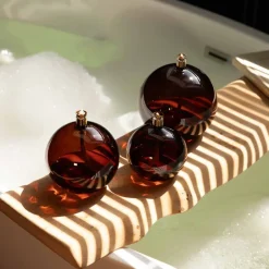 Sale Set 3 lampes à huile sphère couleur cognac Coupes, Coupelles Et Photophores|Lampes Cristal