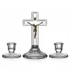 Online Set Crucifix + 2 bougeoirs cristal de Bohême Décoration|Symboles Religieux Cristal