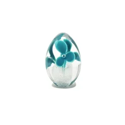 Sulfure oeuf fleurs turquoise cristal Sulfures Cristal|Sulfures, Presse-Papiers