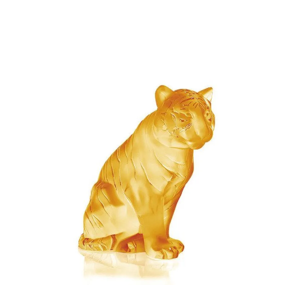 Hot Tigre assis lalique Animaux Cristal|Sculptures Et Figurines