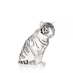 New Tigre assis émaillé noir lalique Sculptures Et Figurines|Bestiaire