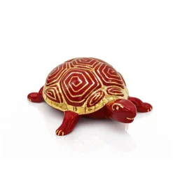 Online Tortue grand modèle rouge & or Émaux de Longwy Animaux Cristal|Faïence De Longwy