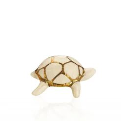 Clearance Tortue porte-bonheur ivoire & or Émaux de Longwy Animaux|Animaux Cristal