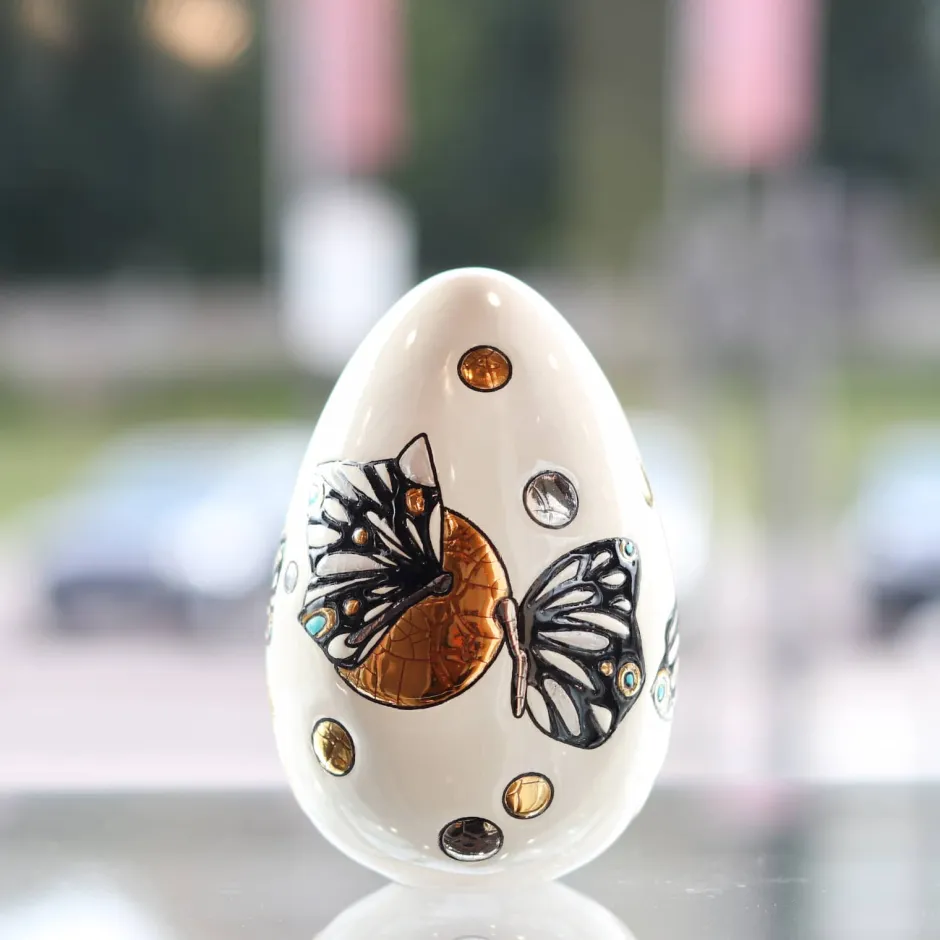 Best Œuf T2 Mrs Butterfly Émaux de Longwy Œufs|Sulfures Cristal