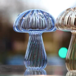 Best Vase champignon verre bleu Vases|Vases Cristal Clair