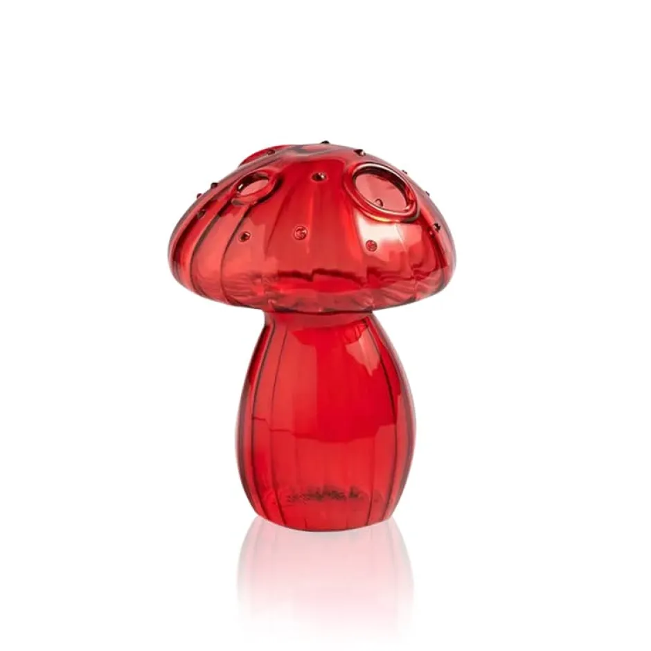 Hot Vase champignon verre rouge Vases|Vases Cristal Clair
