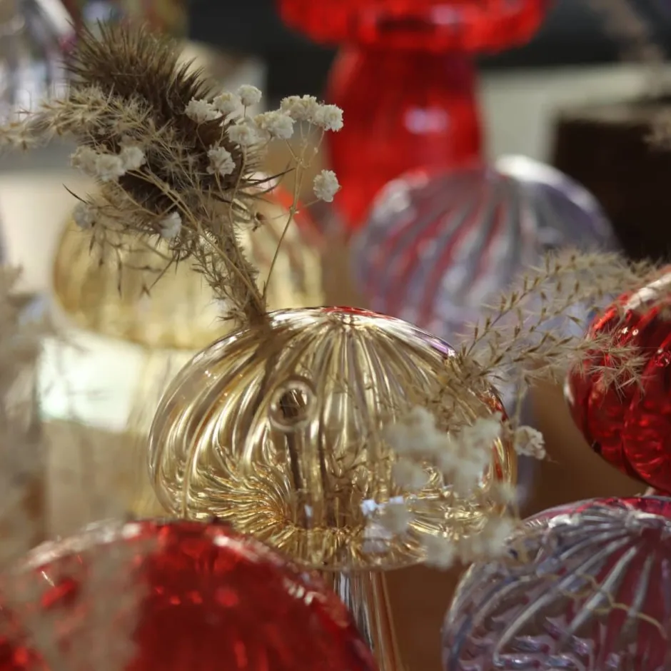 Hot Vase champignon verre rouge Vases|Vases Cristal Clair