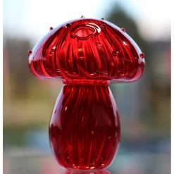 Hot Vase champignon verre rouge Vases|Vases Cristal Clair