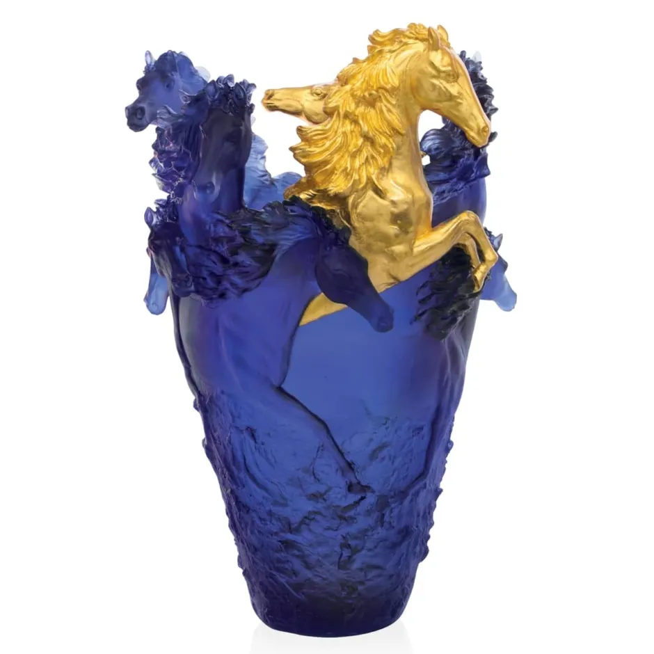 Best Vase cheval cavalcade magnum bleu & or daum Vases|Editions D’Art