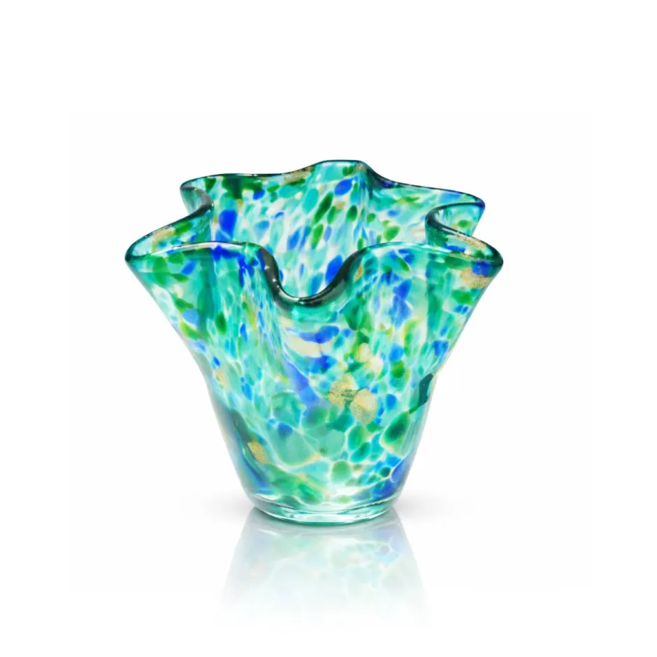 Outlet Vase corolle lagon cristal turquoise Vases|Vases Cristal Couleur