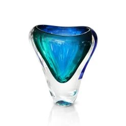 New Vase cristal art déco bleu turquoise Vases|Vases Cristal Couleur