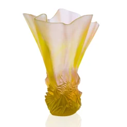 Sale Vase grand modèle drapé rose-vert croisière daum Vases|Vases Cristal Couleur