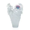 New Vase magnum rose passion blanc fleur verte & rose daum Vases|Vases Cristal Clair