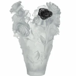 Sale Vase magnum rose passion blanc noir daum Vases|Vases Cristal Clair