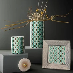 Clearance Vase porcelaine 20 cm Mosaic Babylone Vert Raynaud Vase|Vase Céramique