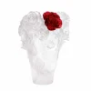 Sale Vase rose blanc fleur rouge daum Vases|Vases Cristal Couleur