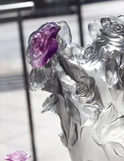 Clearance Vase rose gris fleur violette daum Vases|Vases Cristal Couleur