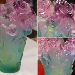 Online Vase roses passion vert rose daum Vases|Vases Cristal Couleur