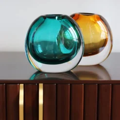 New Vase Tao cristal contemporain turquoise Vases|Vases Cristal Couleur