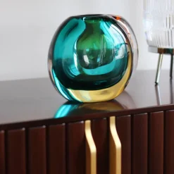 New Vase Tao cristal contemporain turquoise Vases|Vases Cristal Couleur