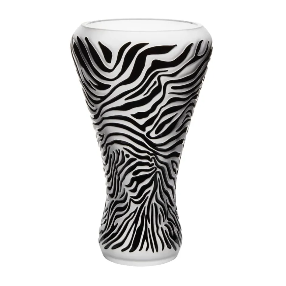 Outlet Vase Zèbre incolore émaillé noir 28 ex Lalique Vases|Vases Cristal Couleur